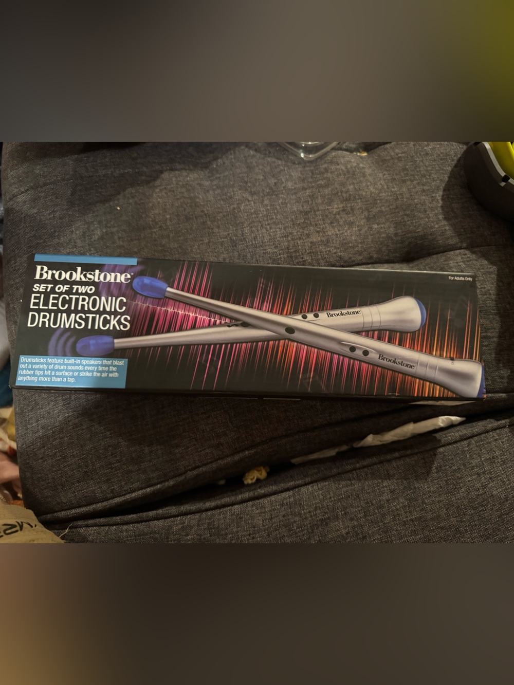 Brookstone Silver Electronic Drumsticks with Blue Tips